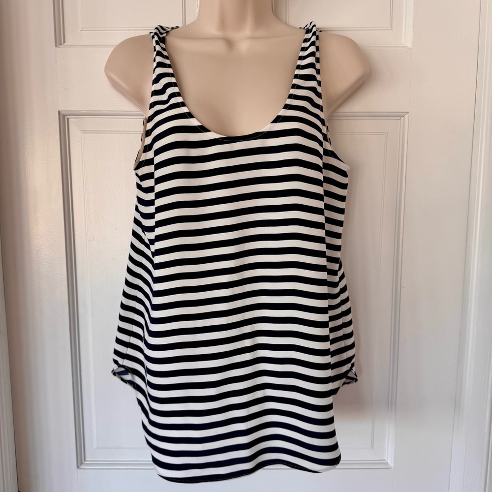 J.Crew Navy White Striped Tank Top Classic Nautical Summer Size 6